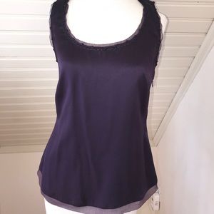 Tahari eggplant sleeveless top size small